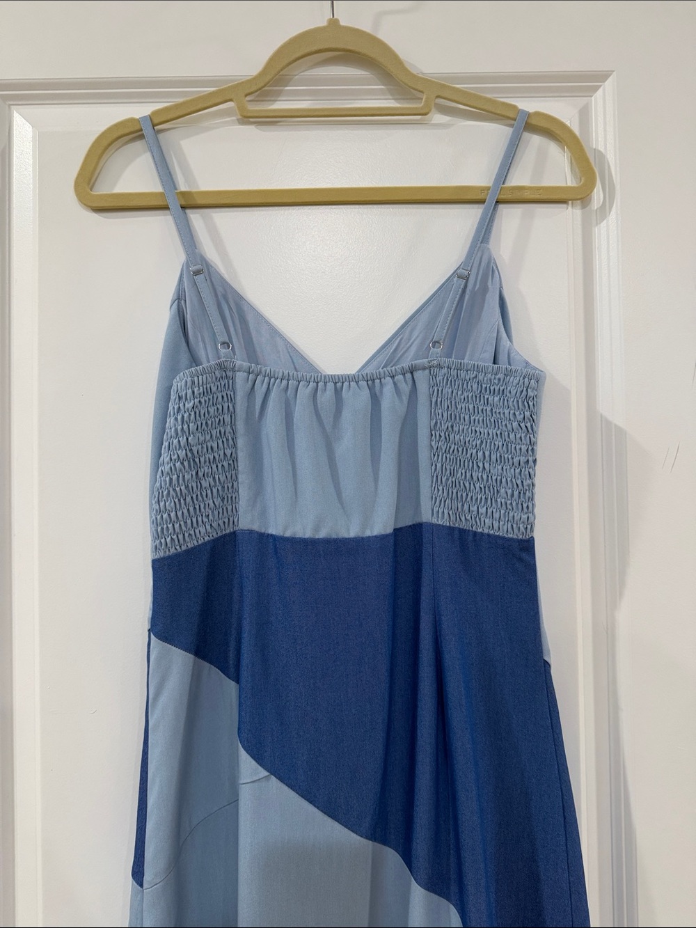 Two-Tone Blue Asymmetrical Ruffle Dress - Picture 5 of 8